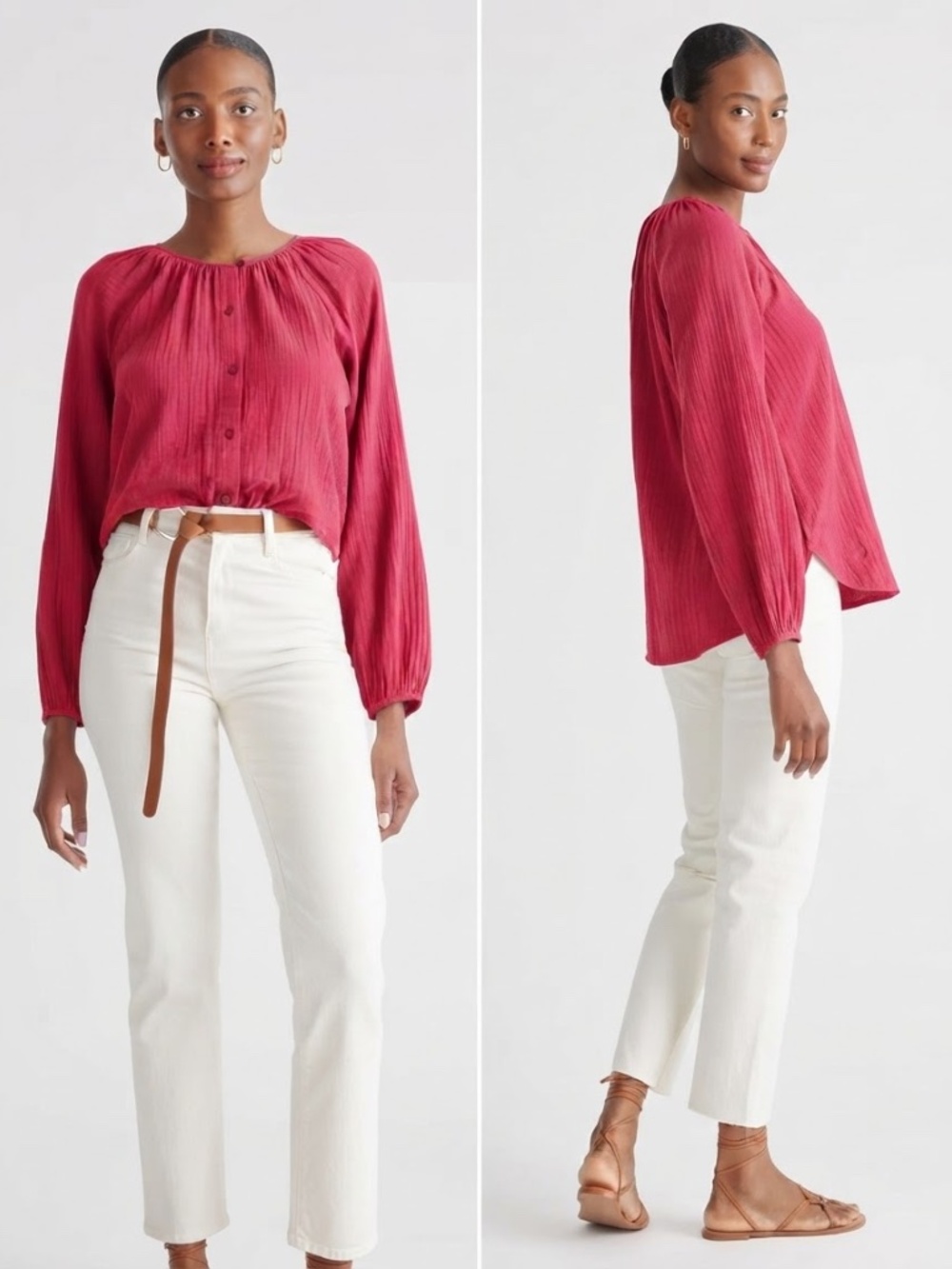 Quince Organic Cotton Gauze Peasant Blouse Size S New with tags
